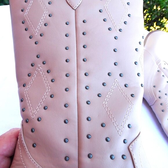 Arula Beige Studded Women's Wide Calf Cowboy Boots  10W Never Worn - Picture 10 of 11